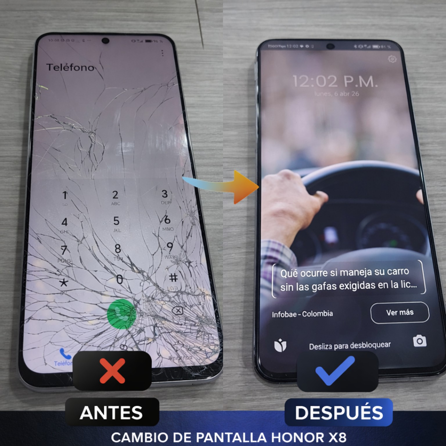 Cambio de pantalla Honor X8